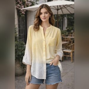 Elegant Yellow and White Women's Blouse